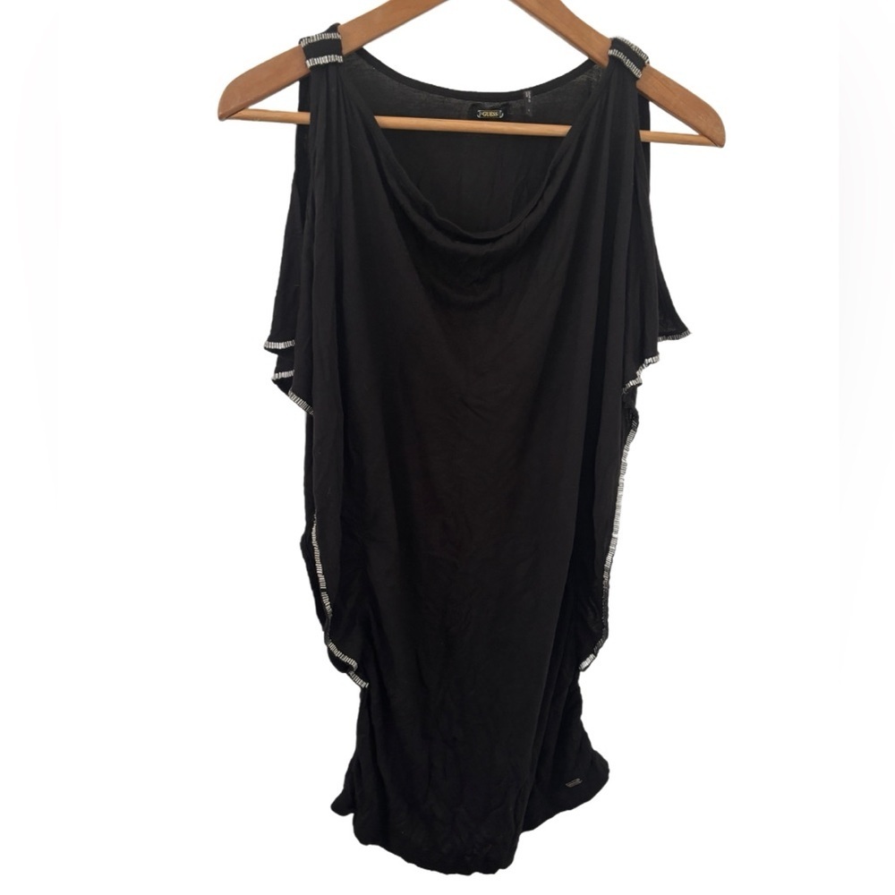 Women’s Black Guess Embellished Top Silver Beads On Sides Size Small